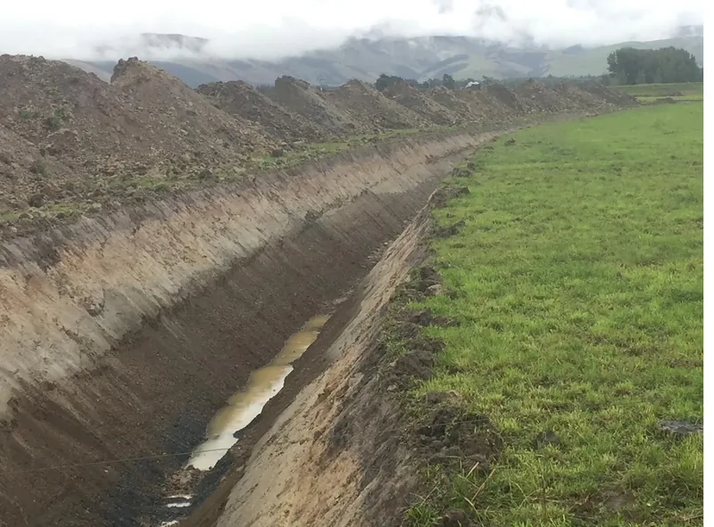 Open drainage channel formed